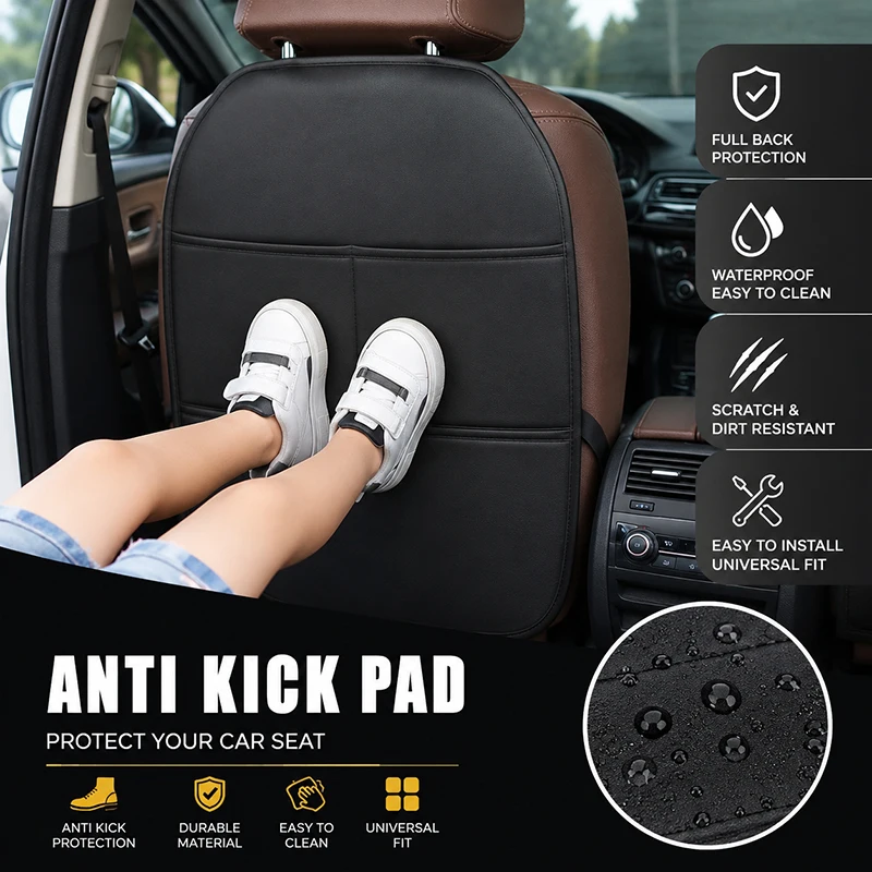 Protetor de Encosto de Banco Dianteiro de Carro em Couro Sintético, Capa Protetora Universal Anti-Sujeira para Encosto Traseiro, Acessórios Internos Automotivos