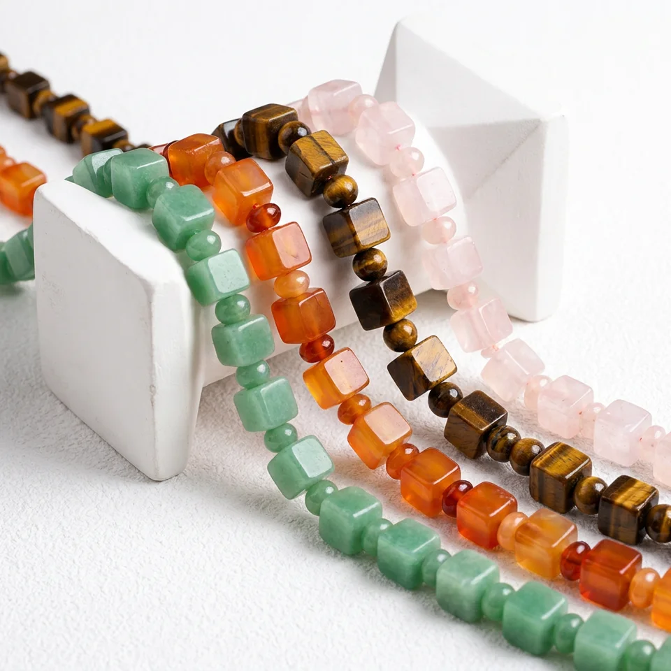Natural Stone Heart Shape Bead Necklace, Handmade Faceted Gemstone Beaded Necklace for Women