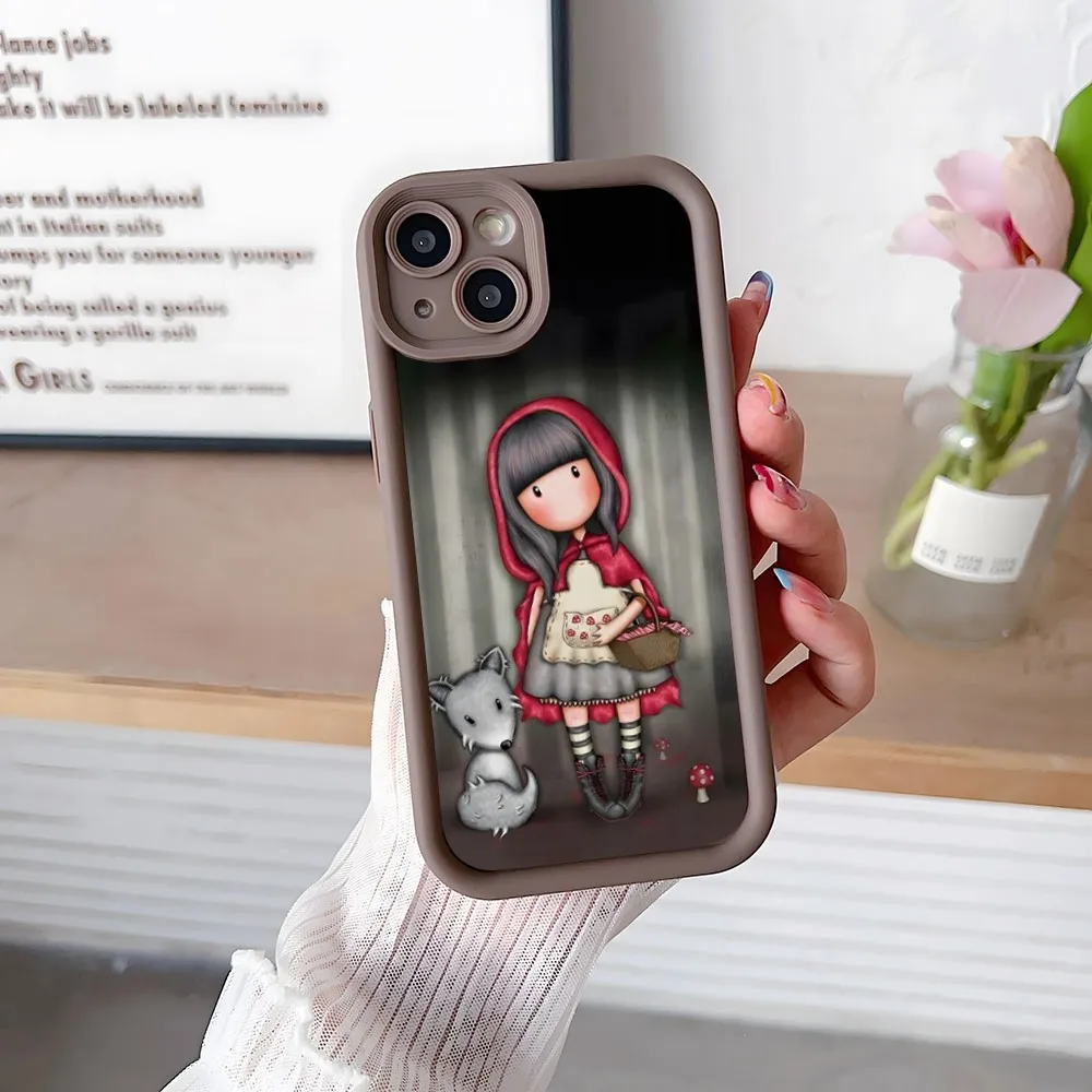 Cute S-santoro-gorjus-E Girl Phone Case Simple Solid Color Matte Silicone Case For IPhone 15 14 13 12 11 Pro Max Plus Soft