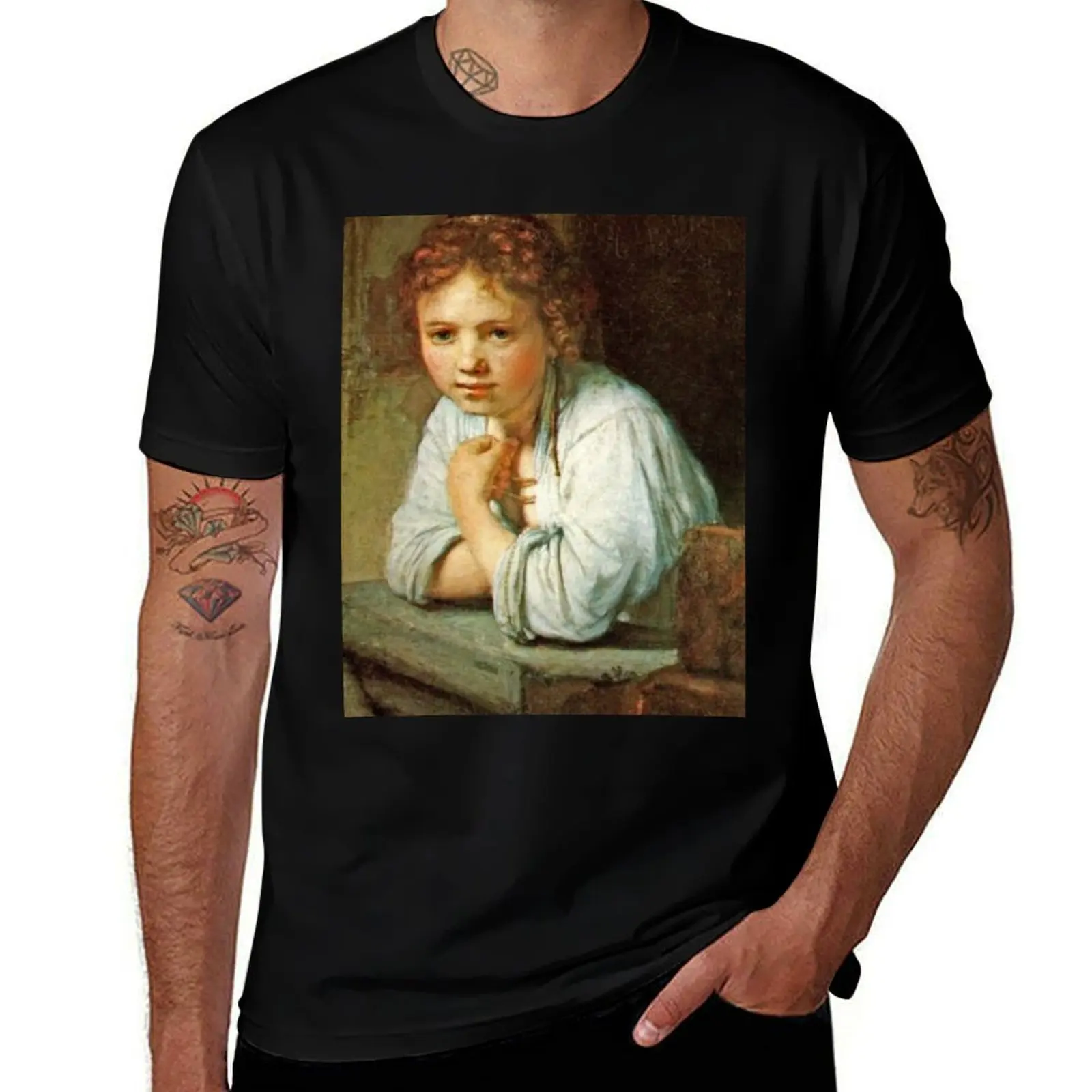 

Rembrandt van Rijn Young Girl in the Window T-Shirt man t shirt graphic man t shirt designer t shirt man plain T-Shirt