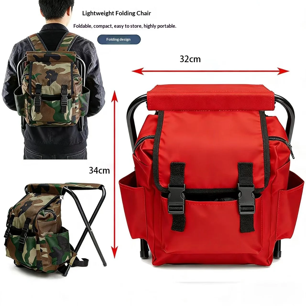 

's New Cross-border Casual Camping Portable Oxford Cloth Fishing Stool Mountain Climbing Camouflage Fishing Chair