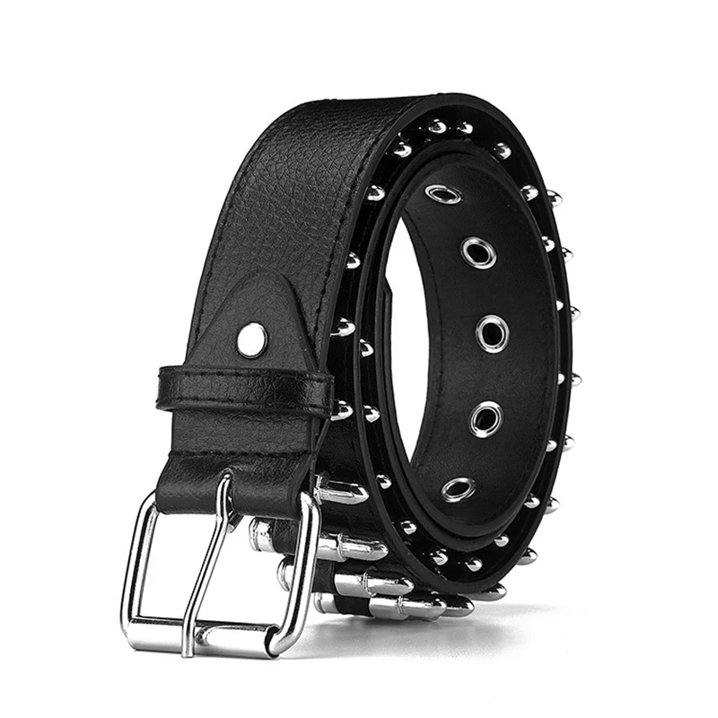 Fashion Square Bead Rivet Belt Metal Belt Men Punk Hardware Jeans Belts Y2K Belt Designer Belt For Male Black Belts