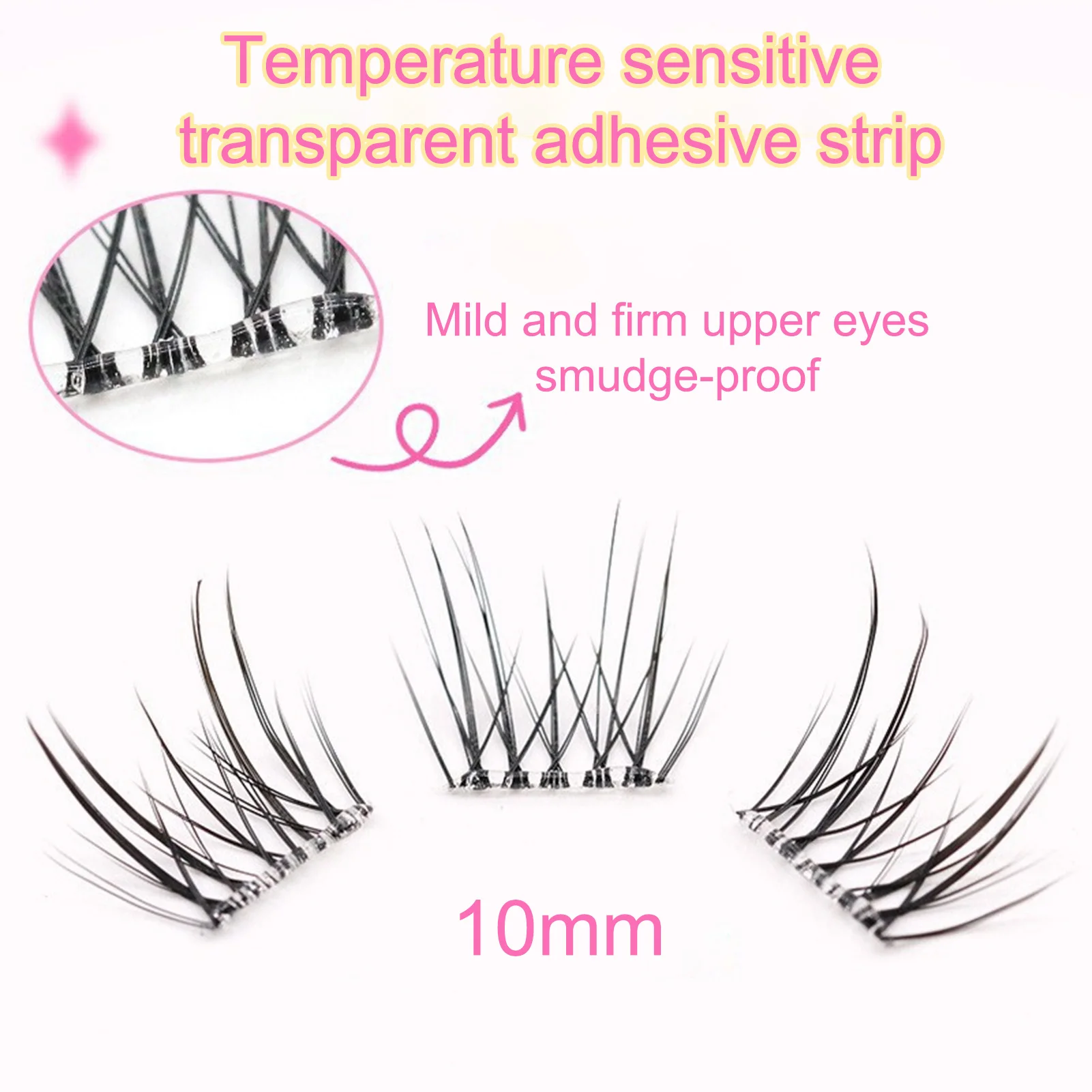 رموش صناعية بدون غراء مع شريط غير مرئي، سهلة الاستخدام، رموش عنقودية سميكة للمظهر الطبيعي للارتداء اليومي والعيون الحساسة #5
