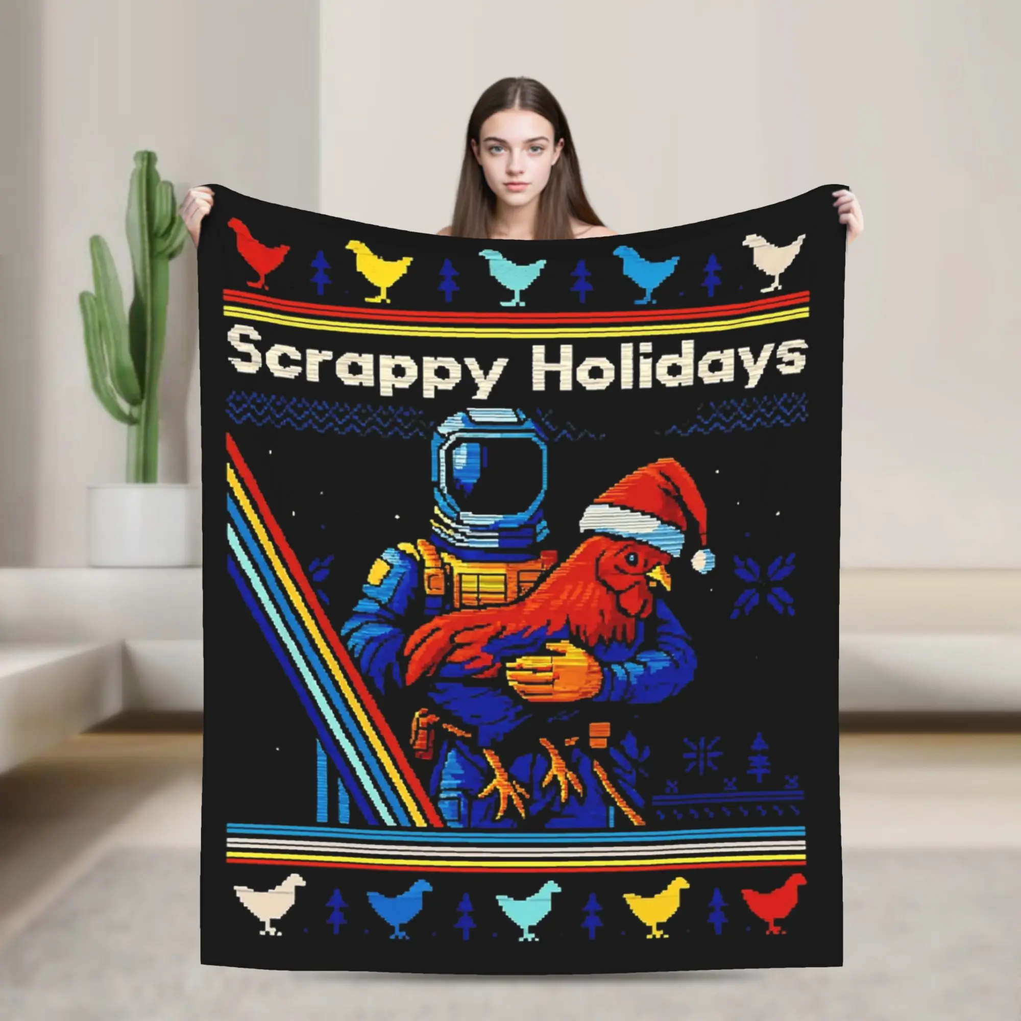 Arcs Raiders Rooster scrappy holidays Merry Christmas Blanket Flannel Autumn/Winter Warm Throw Blanket for Bed Bedding Throws