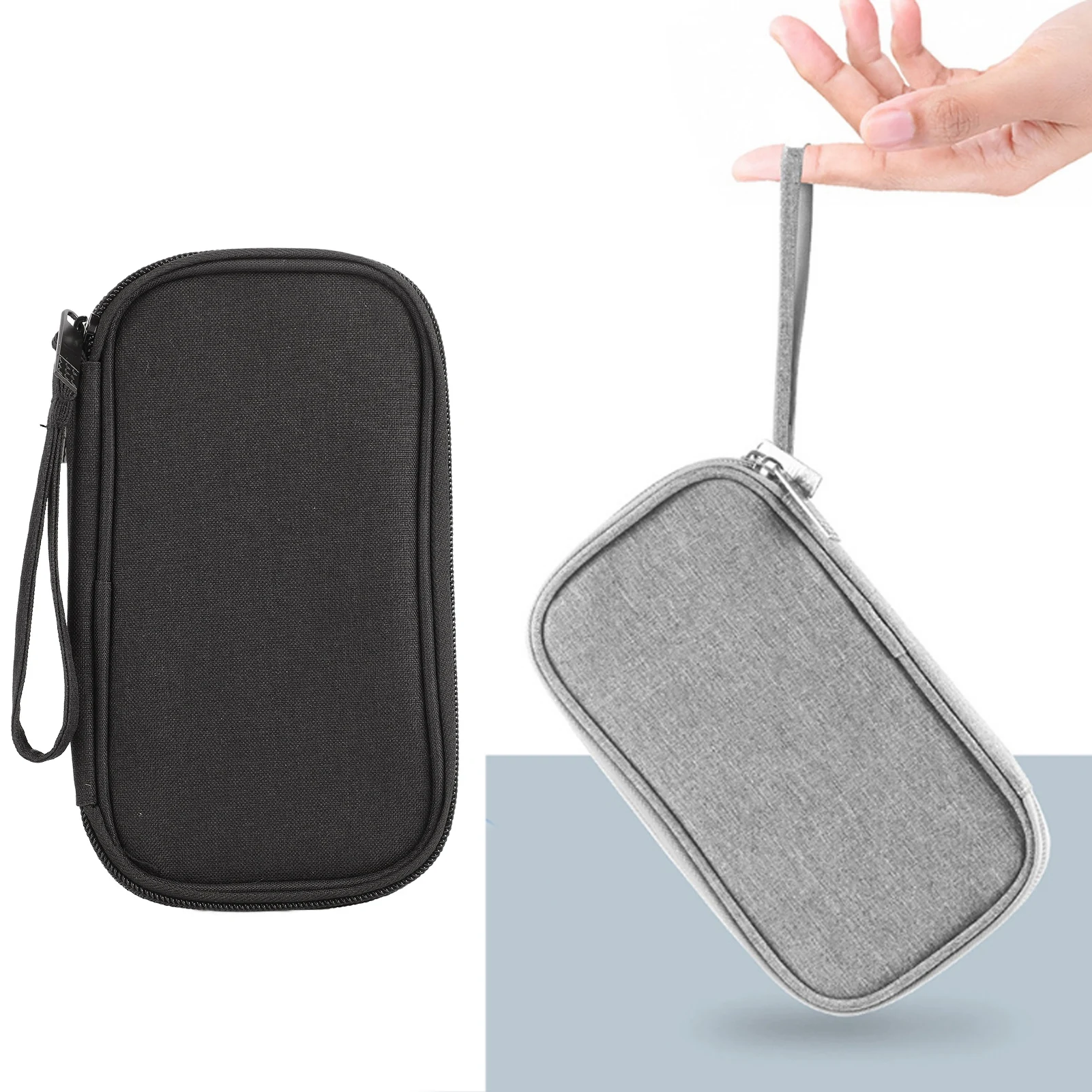 Electronic Organizer Portable Compact Shockproof Travel Electronic Organizer  Storage Double Layer Black for Charger