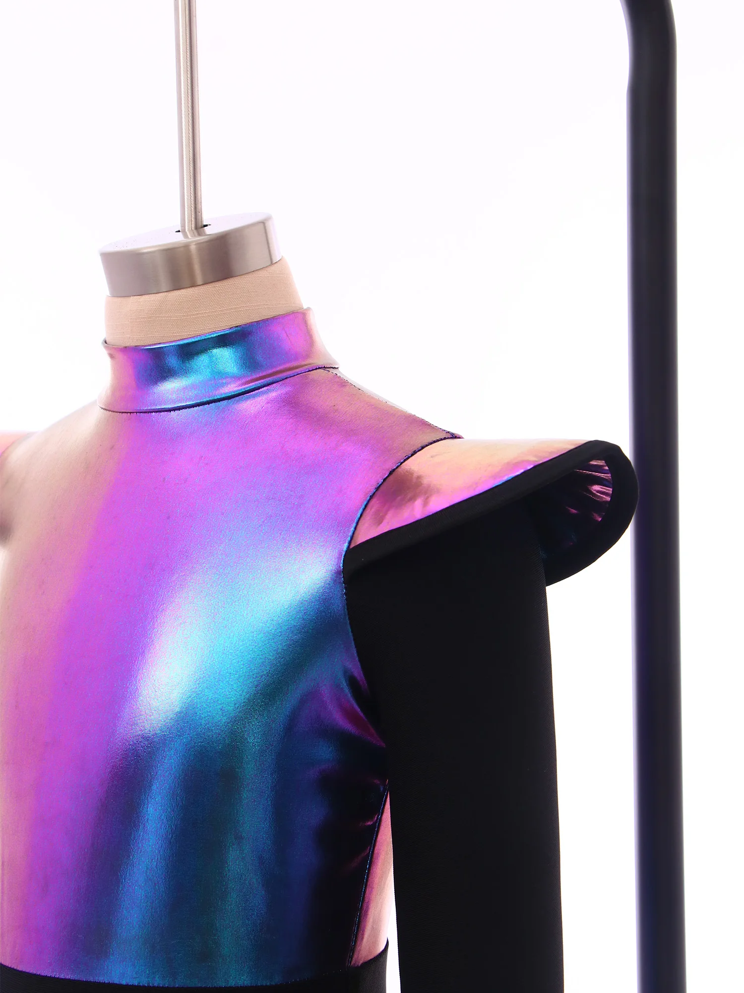 

Kids Girls Cosmic Alien Dress Metallic Patchwork Glow Mock Neck Built In Shorts Back Zipper Themed Party Role Play Outfit