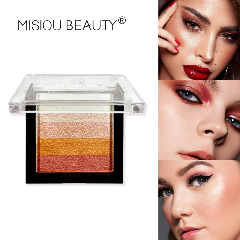 5色ストライプの汚れないアイシャドウ 5色パール光沢ハイライトシマーカラーアイシャドウプレートメイクアップ