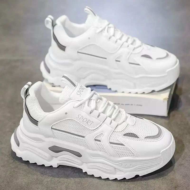

Мужские дышащие спортивные повседневные кроссовки Running oes White Thi Bot Me Upper Faionable Dad, летнее новое поступление