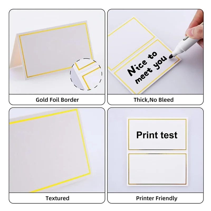 COFA-120 tarjetas de lugar, tarjetas de tienda pequeñas, papel dorado y blanco, adecuadas para bodas, banquetes, tarjetas de mesa y tarjetas de nombre