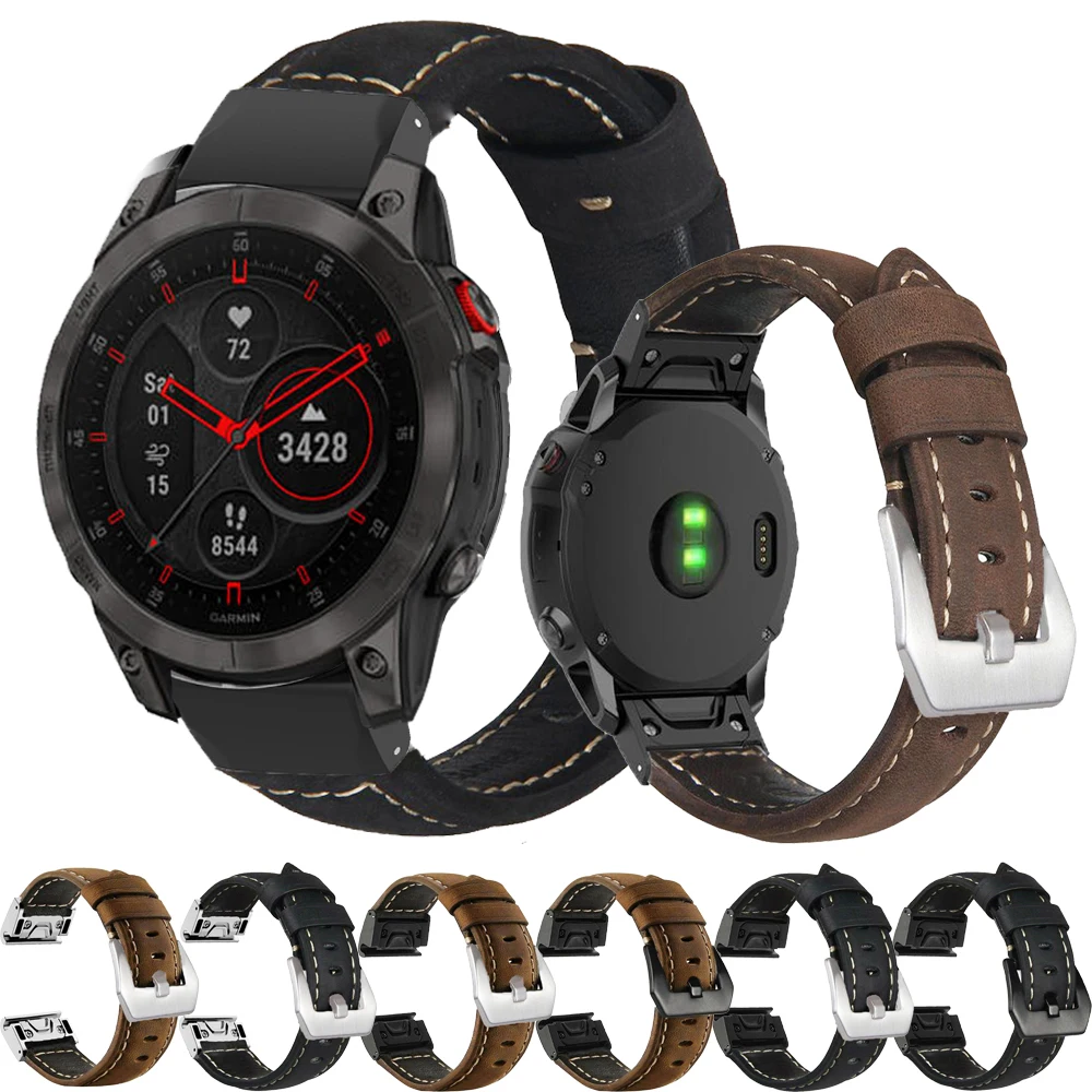 

Ремешок из натуральной кожи для Garmin Fenix 7X 7 6X 6 Pro 5X 5 Plus 3 HR Epix Gen 2, сменный Браслет, 26 мм 22 мм