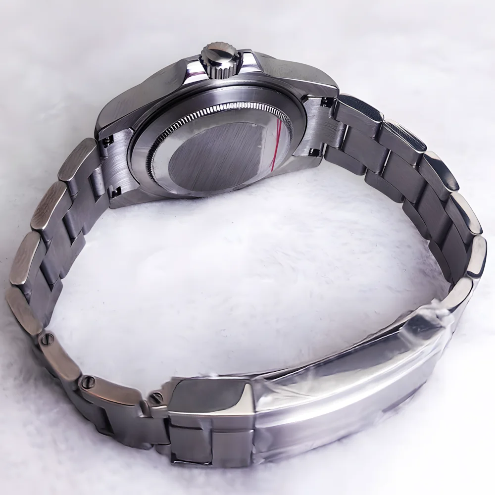 ساعة رجالية 39 ملم بحزام فولاذي، إطار ثابت، زجاج مكبر من الياقوت، مناسب لملحقات حركة NH34/ NH35/ NH36