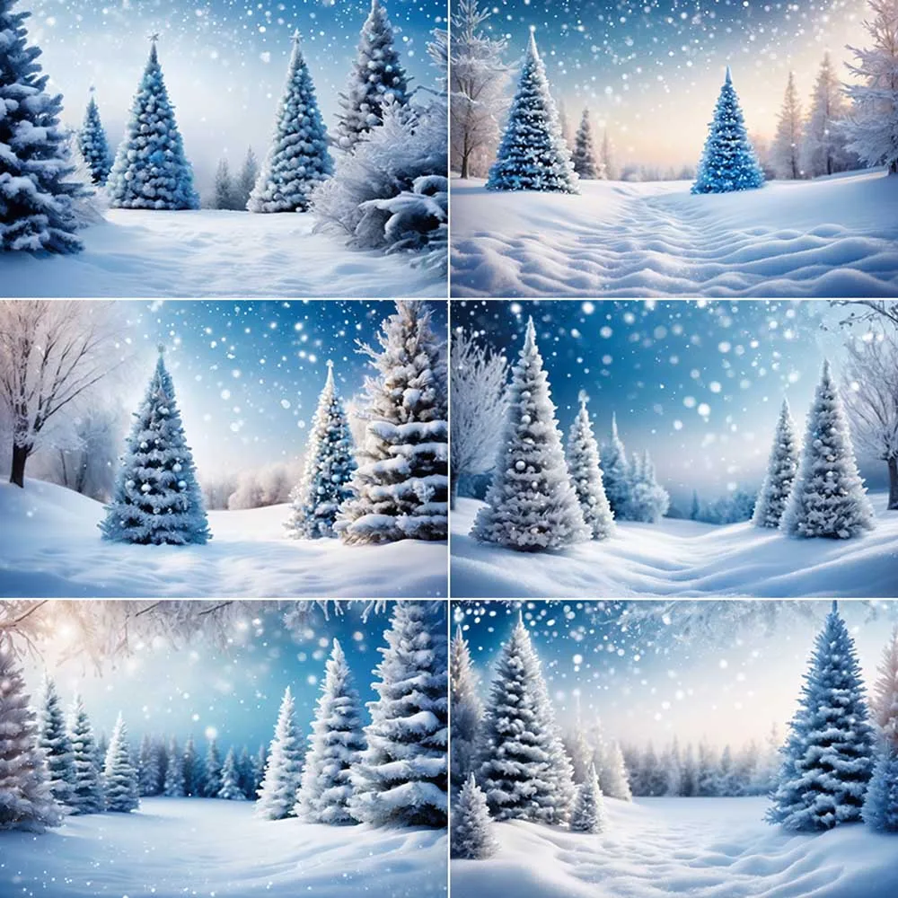 

MOON.QG Winter Snow Christmas Tree Photography Backdrops Baby Party Decoration Photocall Backgrounds Photo Studio Shooting Props