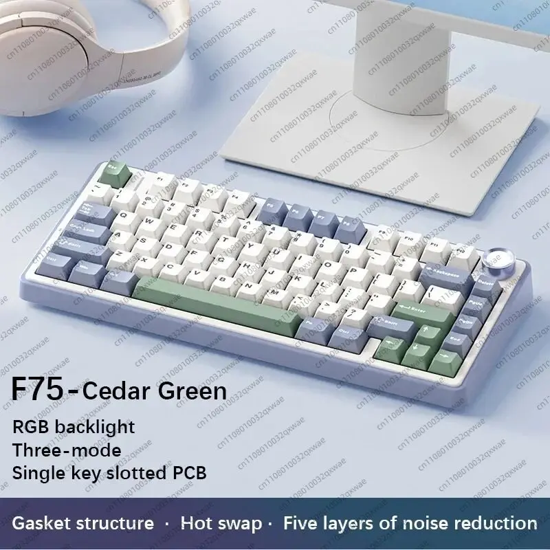 AULA F75 Three Mode Wireless Mechanical Keyboard Bluetooth Type-C Hot Swap Gasket NKRO Custom RGB Win Mac PC Laptop Gamer Office