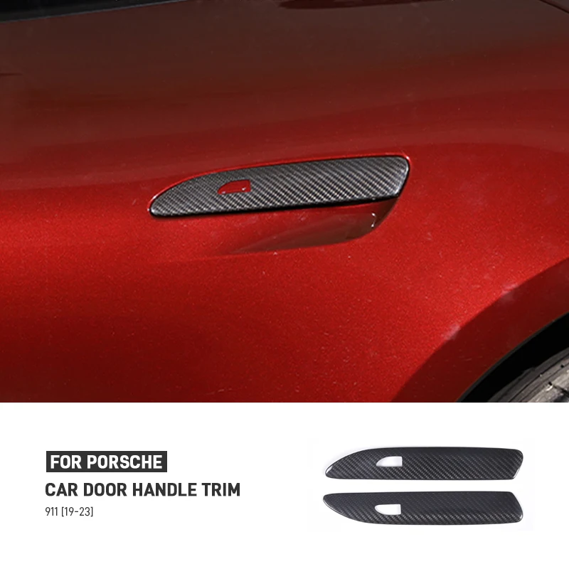 

Real Carbon Fiber Car Exterior Door Handel Frame Panel Cover Trim External Accessories For Porsche 911 2019 2020 2021 2022 2023