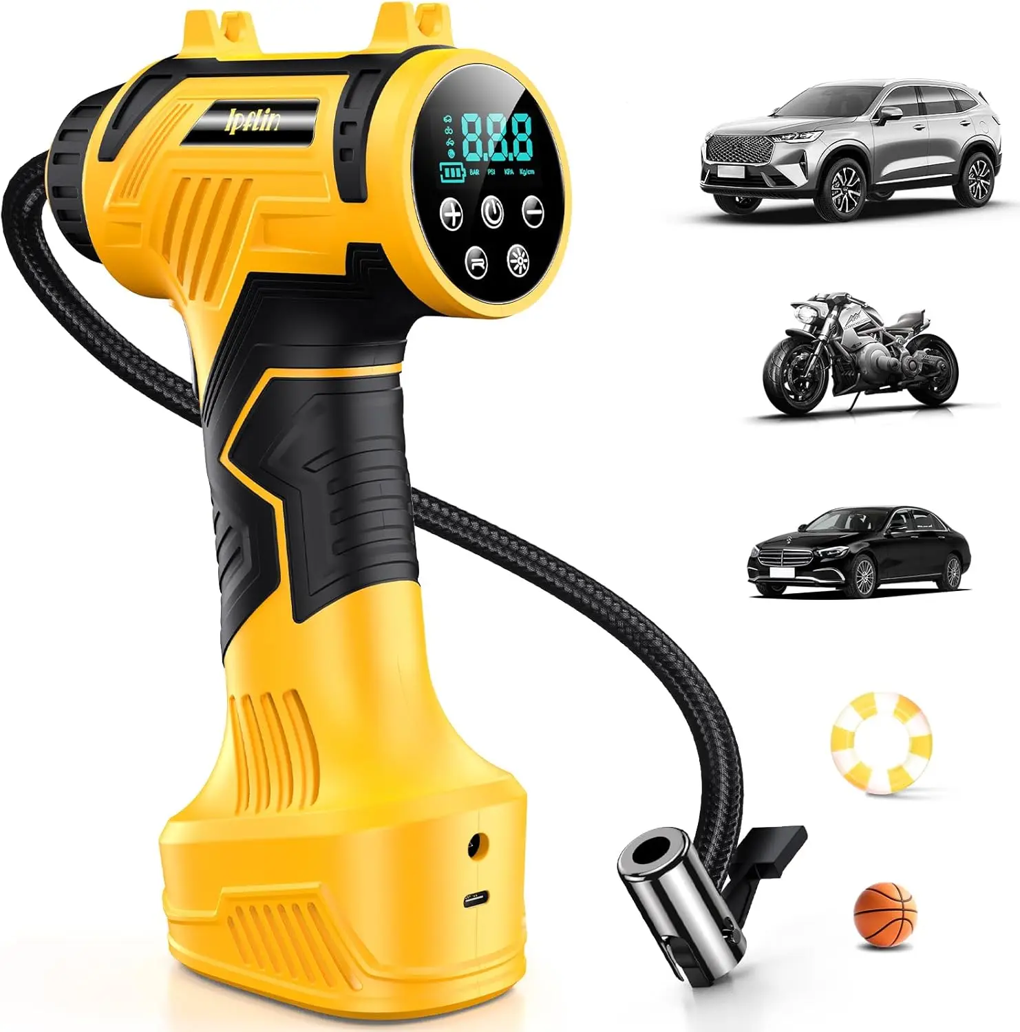 

Портативный насос для накачки шин со встроенным аккумулятором, быстрая накачка для автомобилей, внедорожников, мотоциклов, мячей, воздушный насос 160PSI