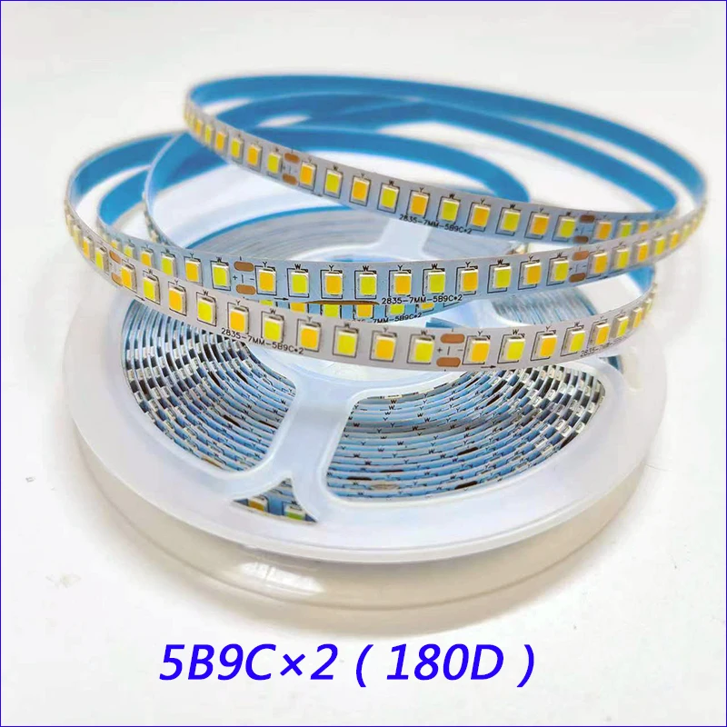 5meters 2835-7mm-180D And 200D 3Colors Constant Current LED Strip with 3000K+6500K LED Ribbon 5B9C×2 And 5B10C×2