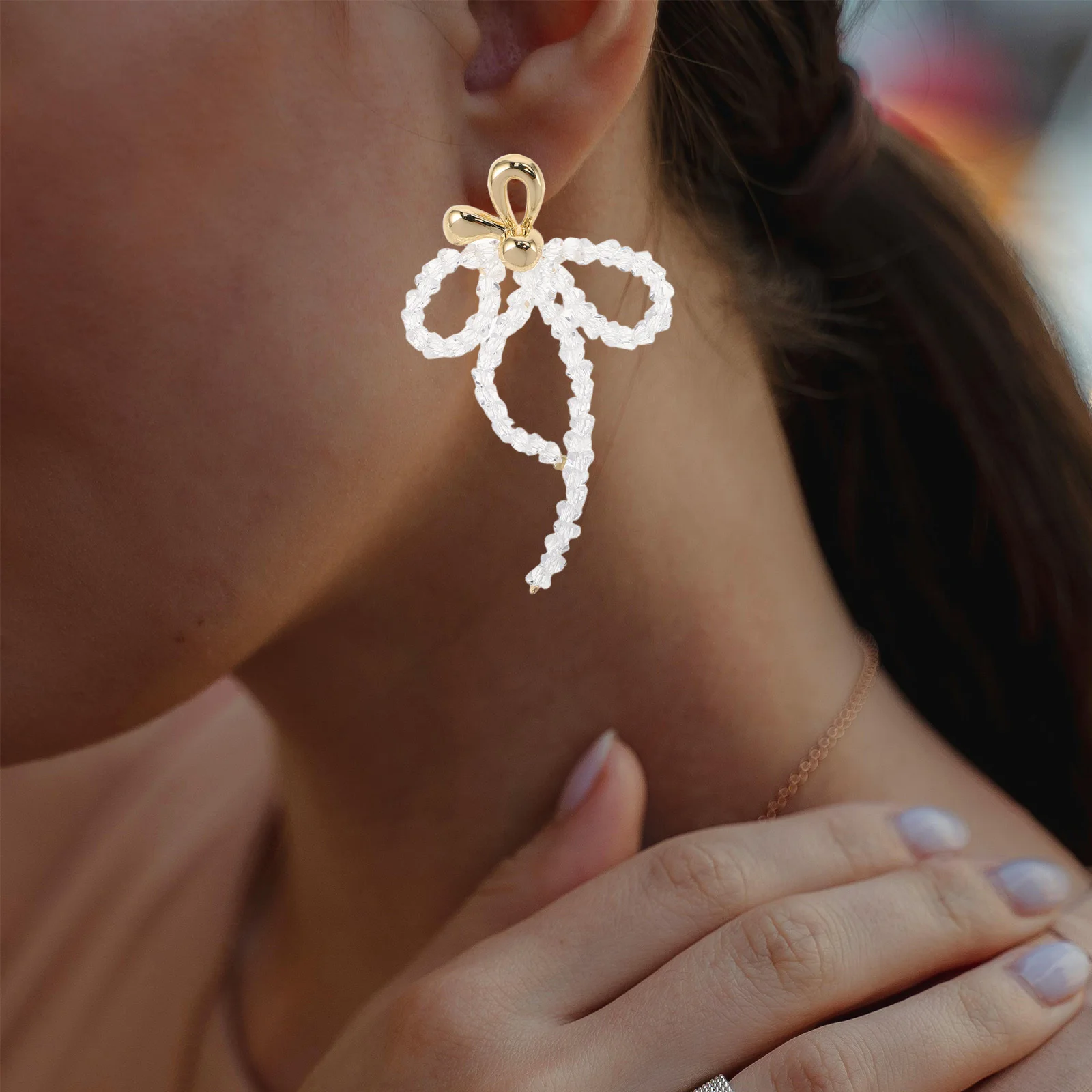 

Bowknot Earrings Vintage Style Beaded Tassel Drop Earrings Lightweight Fashion Jewelry for Women Daily Party Wear