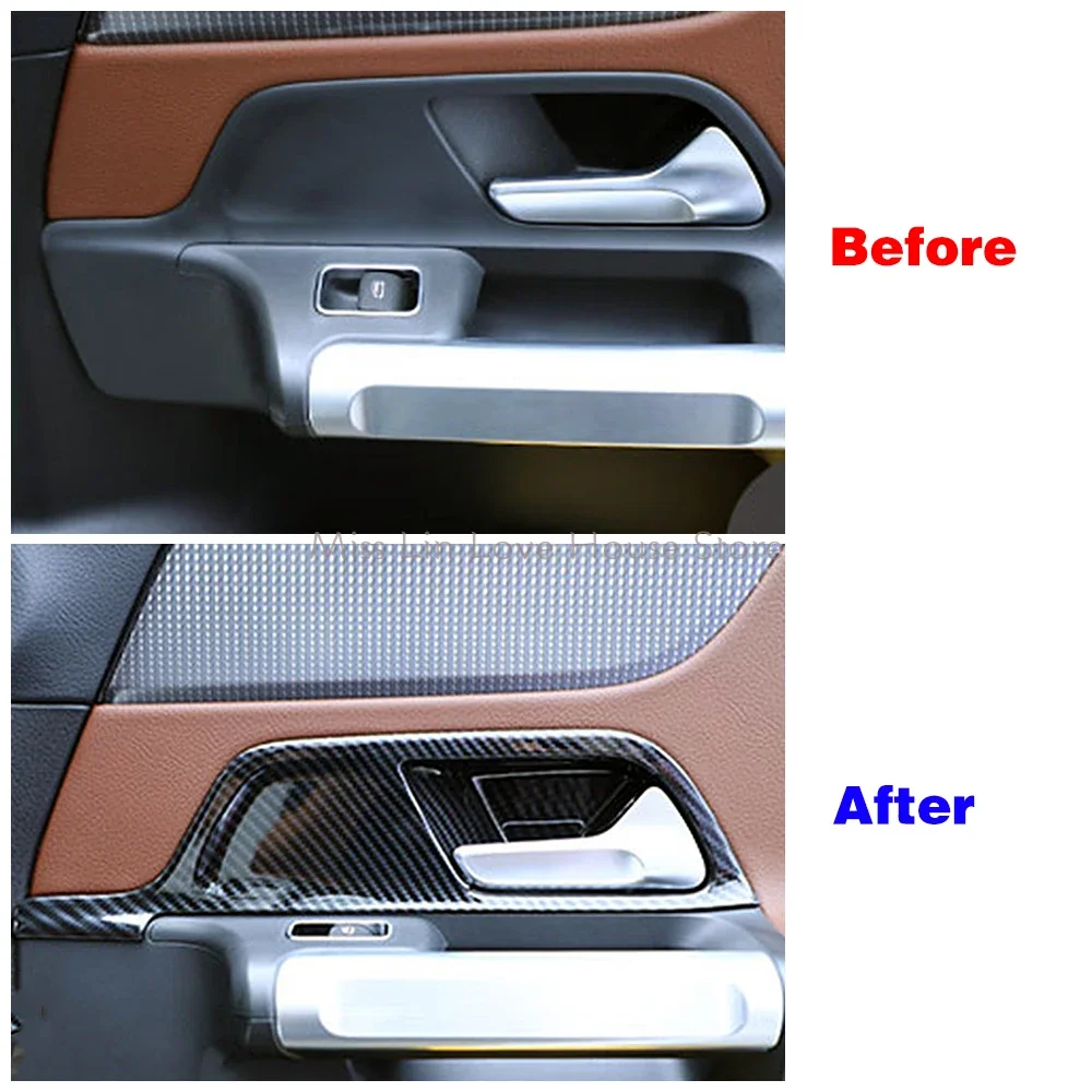 For Mercedes Benz B GLA GLB Class W247 H247 X247 Car Part Carbon Fiber Refit Inner Door Handle Panel Frame Trim Anti Scratch