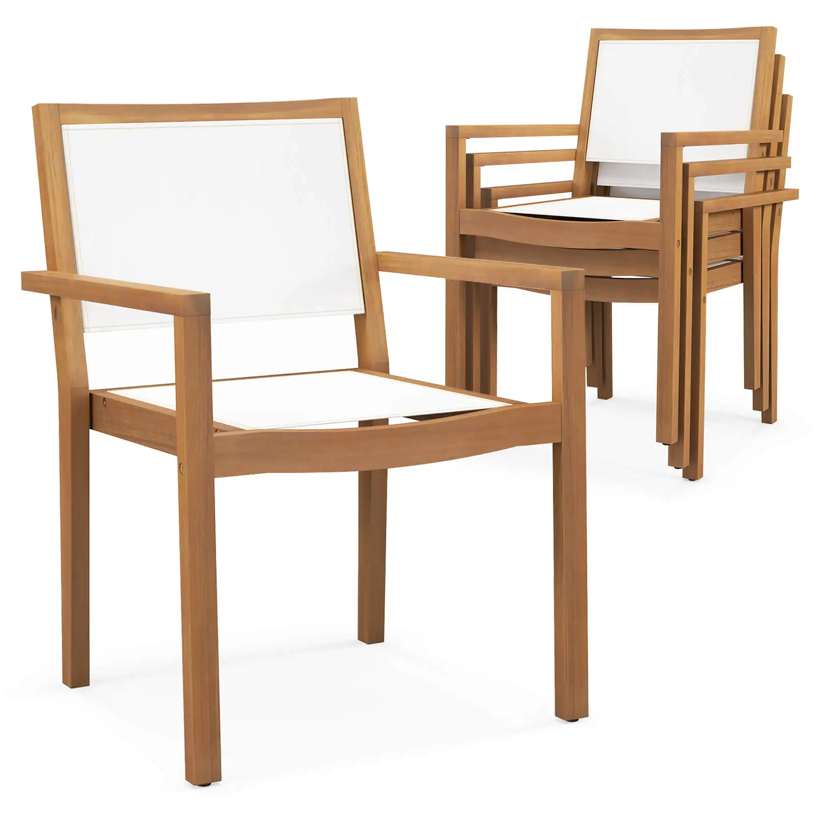 Stackable Dining Chair Set of 4 w/Wear-resistant Fabric & Breathable Backrest