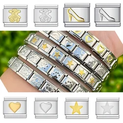 Fashion Sun Heart Flower Butterfly Bear Italian Charm Bracelet 9mm Wide Links Fit Made of Stainless Steel Jewelry DIY Making