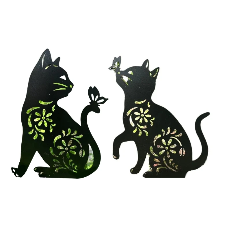 

1/2Pcs Stakes Garden Metal Statue Decors Animals Stakes Outdoor Decorations Black Hollow Silhouettes Sculpture