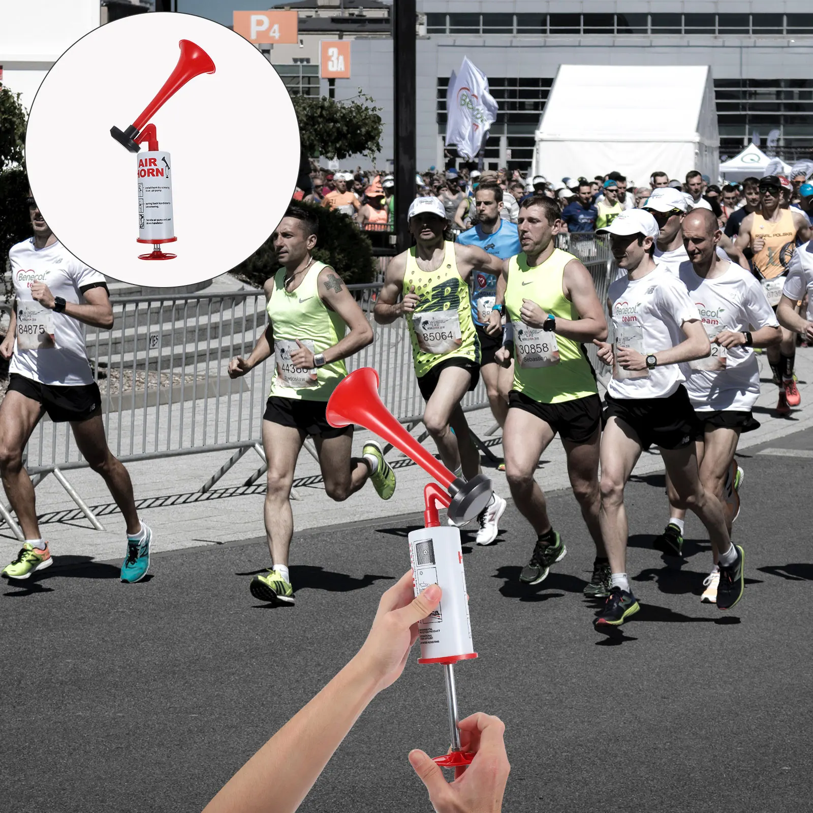 

Handheld Air Horn Pump Loud Noisemaker For Soccer Events Party Celebrations Fans Cheering Prop Bright Color