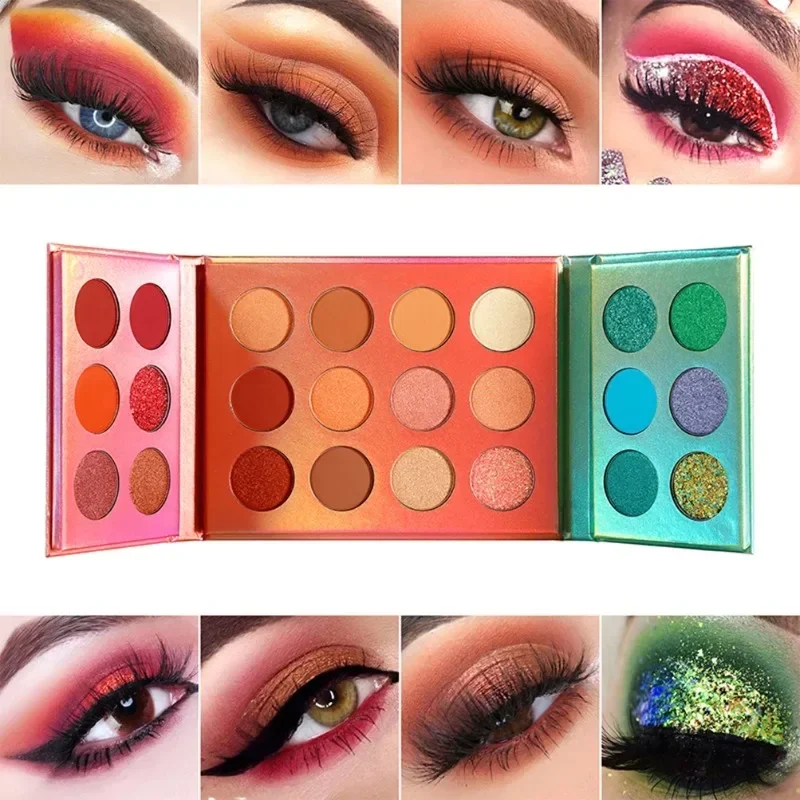 Custom Double Door Eyeshadow Palette, Glitter, Matte, Longa Duração, Impermeável, Olhos Pigmentados, Maquiagem Beleza, Em Massa, 24 Cores