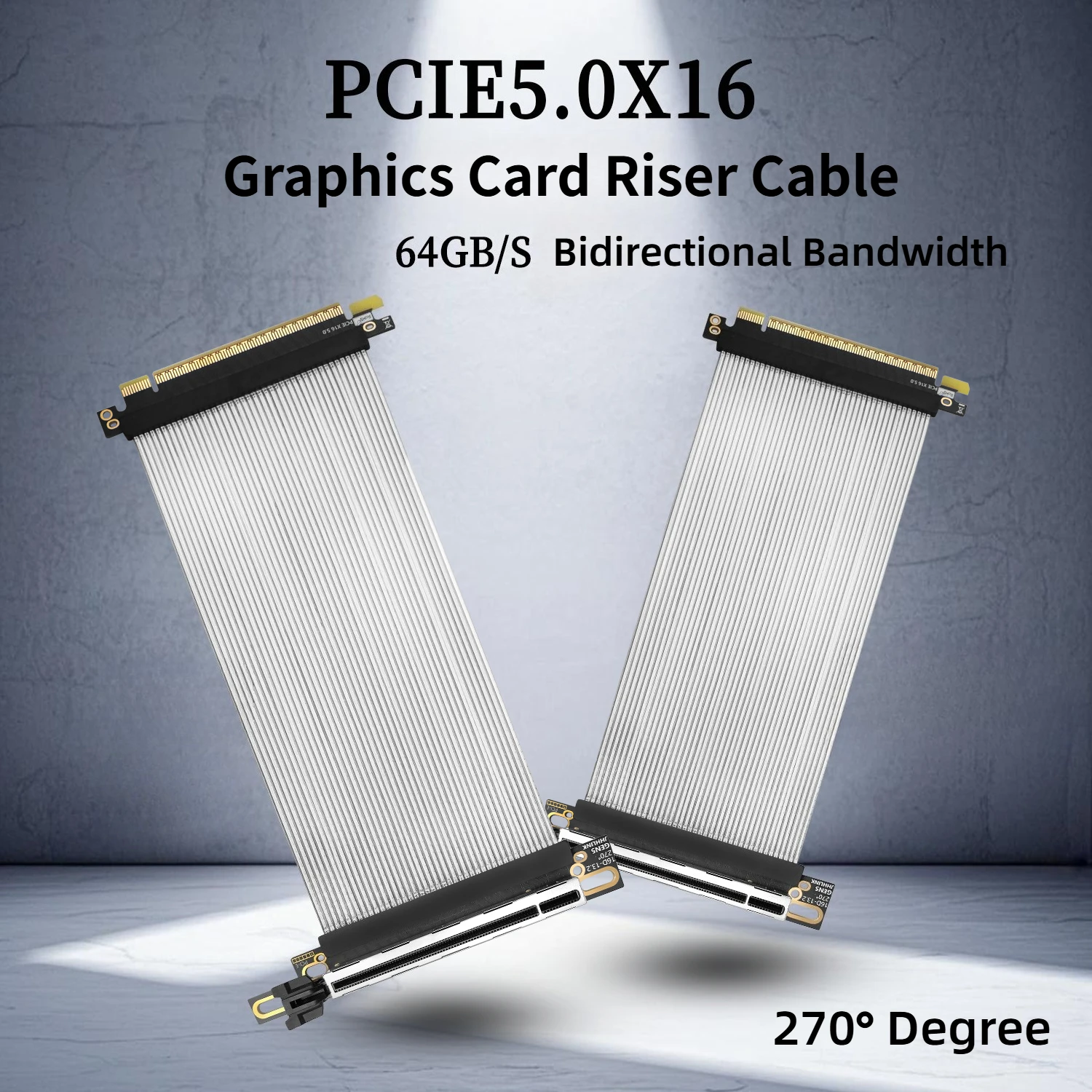 JHH-Link PCIE 5.0 X16 GEN 5 Graphics Card Extension Cable 270° Anti Right Angle Riser Cable For Chassis Gaming Vertical Mounting