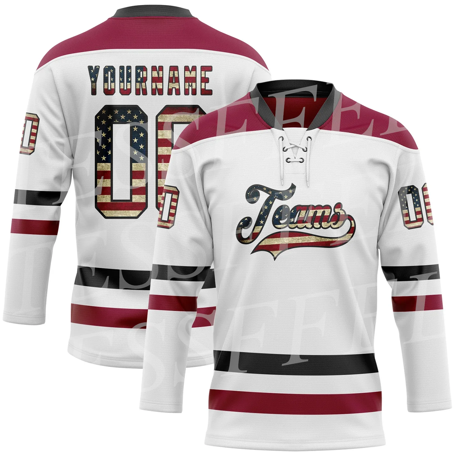 NewFashion personalizado nombre número patrón colorido Retro 3DPrint Vintage Harajuku Jersey Casual Hockey Jersey camisas de manga larga C