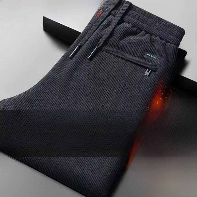 

Men's Corduroy Casual Pants Straight Leg Loose Long Trousers Fce Lined Warm ly Sports Sweatpants Autumn Winter