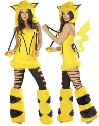 Luxury plush monster animal costume for adult leopard cat elephant, panda Pikachu tiger girl role-playing costume for Halloween