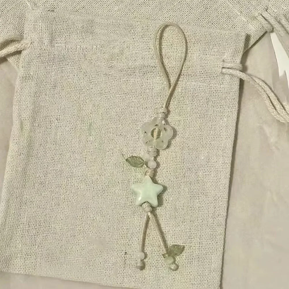 

Ceramic Beaded Star Flower Phone Charm Pastel Colors Pendant Keychain Mobile Phone Strap Kawaii Anti Loss Phone Lanyard