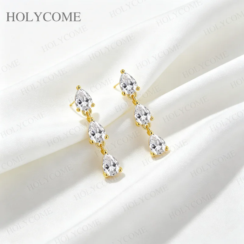 4x6mm Voll-Moissanit Tropfen-Ohrringe für Damen GRA-Zertifiziert 925 Sterling Silber 3-Stein Hängende Diamant-Ohrringe Jubiläumsgeschenke – Detail 9