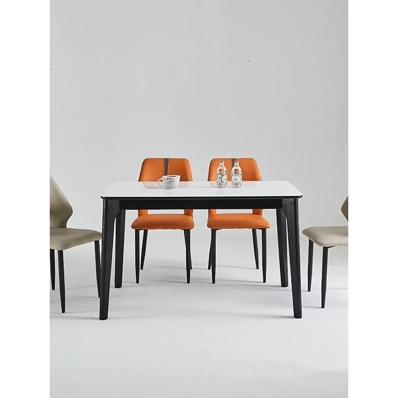 Italian minimalist technology stone small apartment rectangular household rock slab retro dining table and chair combination