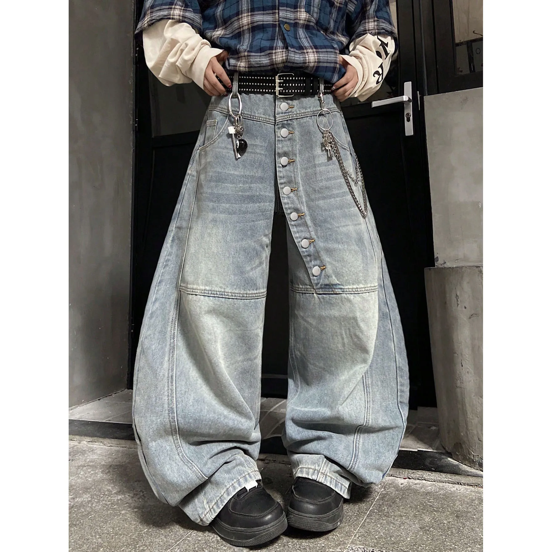 Man Pants Straight Leg Jeans Spring And Summer Mens Denim Trousers For Man Classic Blue No Stretch Long Pant Bottoms
