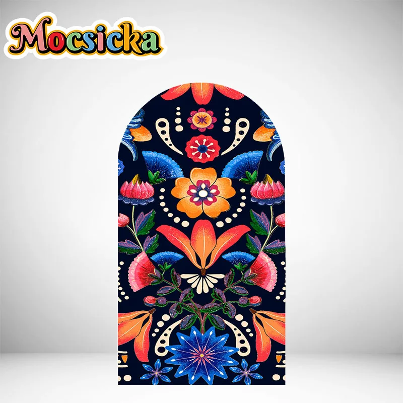 Cenário de arco de talavera mexicano, cenário de arco de chá de bebê, poliéster, arte tradicional personalizada, capa de arco de dupla face, adereço de chuveiro