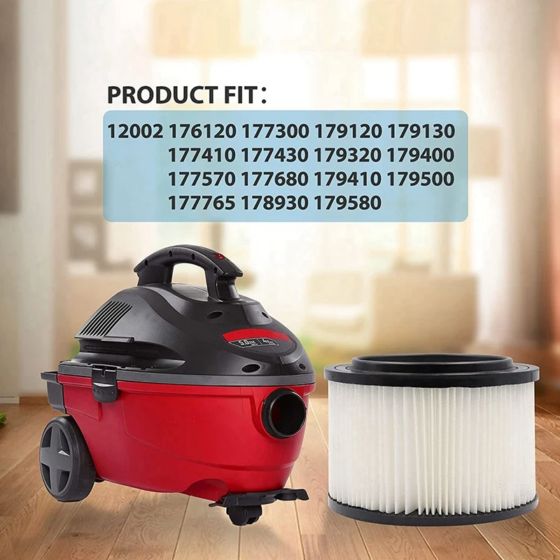 Filtro de repuesto para aspiradora de uso general en seco y húmedo Craftsman 9-17810 compatible con 3 y 4 galones