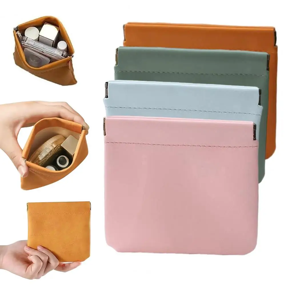 Portable Makeup Organizer Minimalist Travel Case Portable Faux Leather Organizer Pouch for Lipstick Earphones Coins for Cards