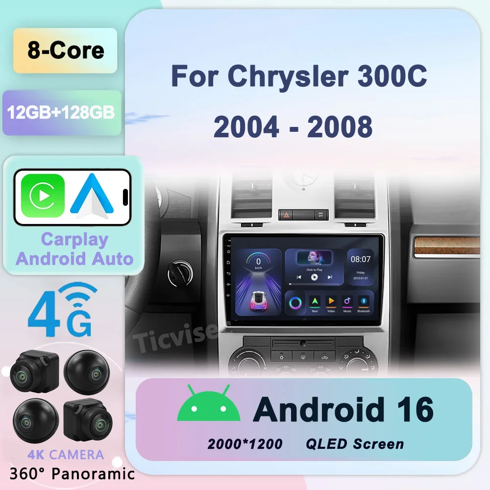 

Android 16 2din Car Radio Navigation gps video Multimedia player For Chrysler 300C 2005 2006 2007 2DIN with rear camera NO DVD
