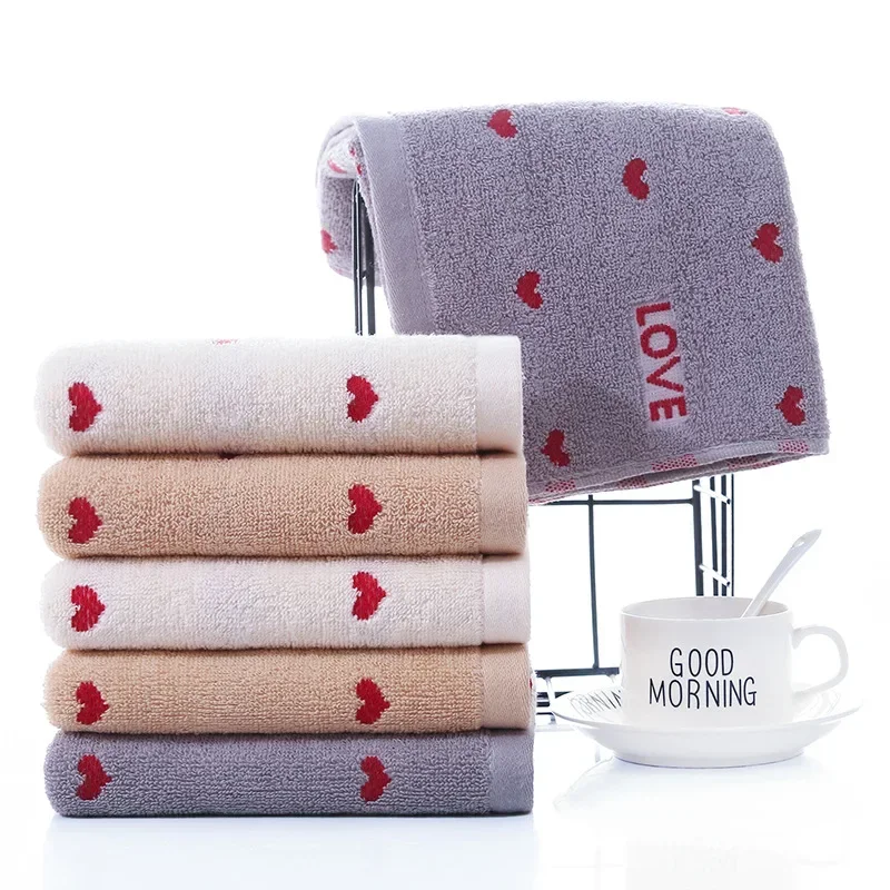 Love Cotton Bathroom Towel Thick Absorption Wash Face Wipe Hand Body Towels Kitchen Household Cloth for Cleaning 34x74cm