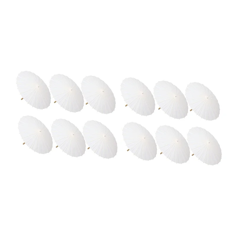 

23.7 Inches DIY Oiled Paper Parasols 12 Pcs White Paper Umbrellas For Wedding Bridal Party Decor, Photography Prop