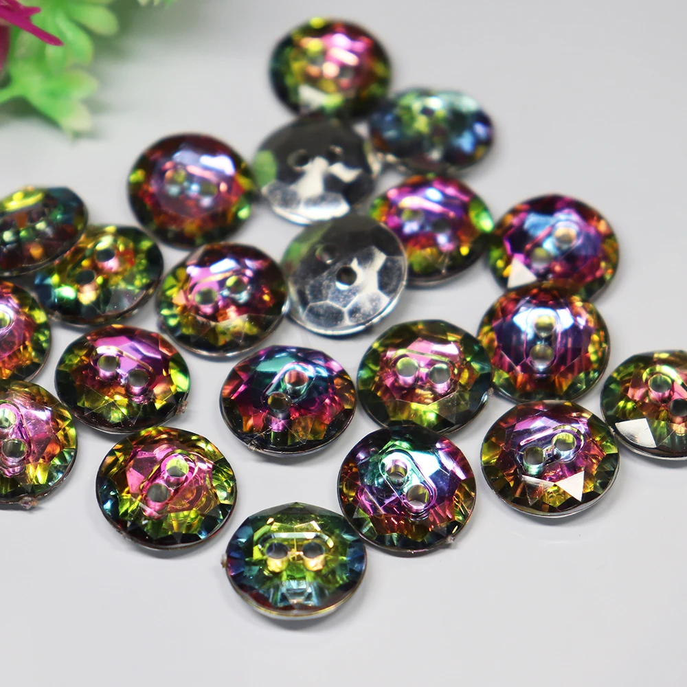 

60 шт. 12,5 мм, 20 л, 2 отверстия, круглые пуговицы Craystal для украшения, разноцветные акриловые швейные пуговицы, оптовая продажа
