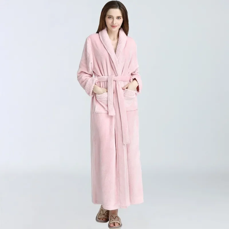 

Pink Flannel Women Sleep Autumn Velvet Couple Pajamas Sleep Men Winter Thick Cardigan Lounge Sleepwear Pyjamas Homewear