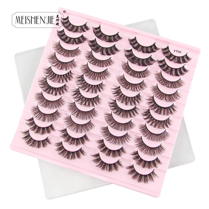 3/20 คู่ 3D Mink Lashes ครึ่งแมวขนตาธรรมชาติยาวและ Dramatic หนาขนตาปลอมแบบใช้ซ้ําได้เครื่องมือแต่งหน้า Faux Cils Cílios
