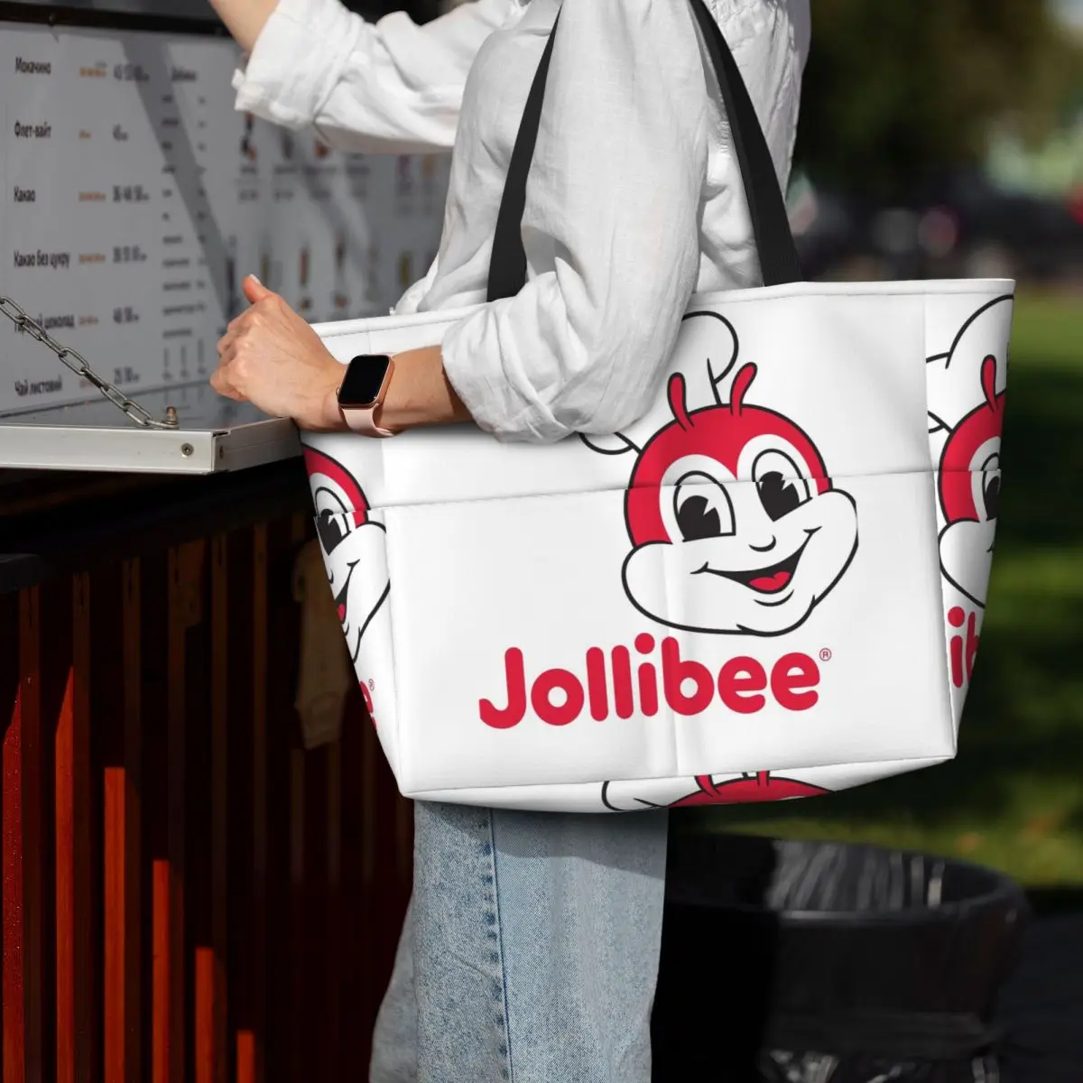 

Retro Jollibee Beach Tote Bag Sport Gym Yoga Duffle Large Tote Bag Women Travel Bag Fitness bag