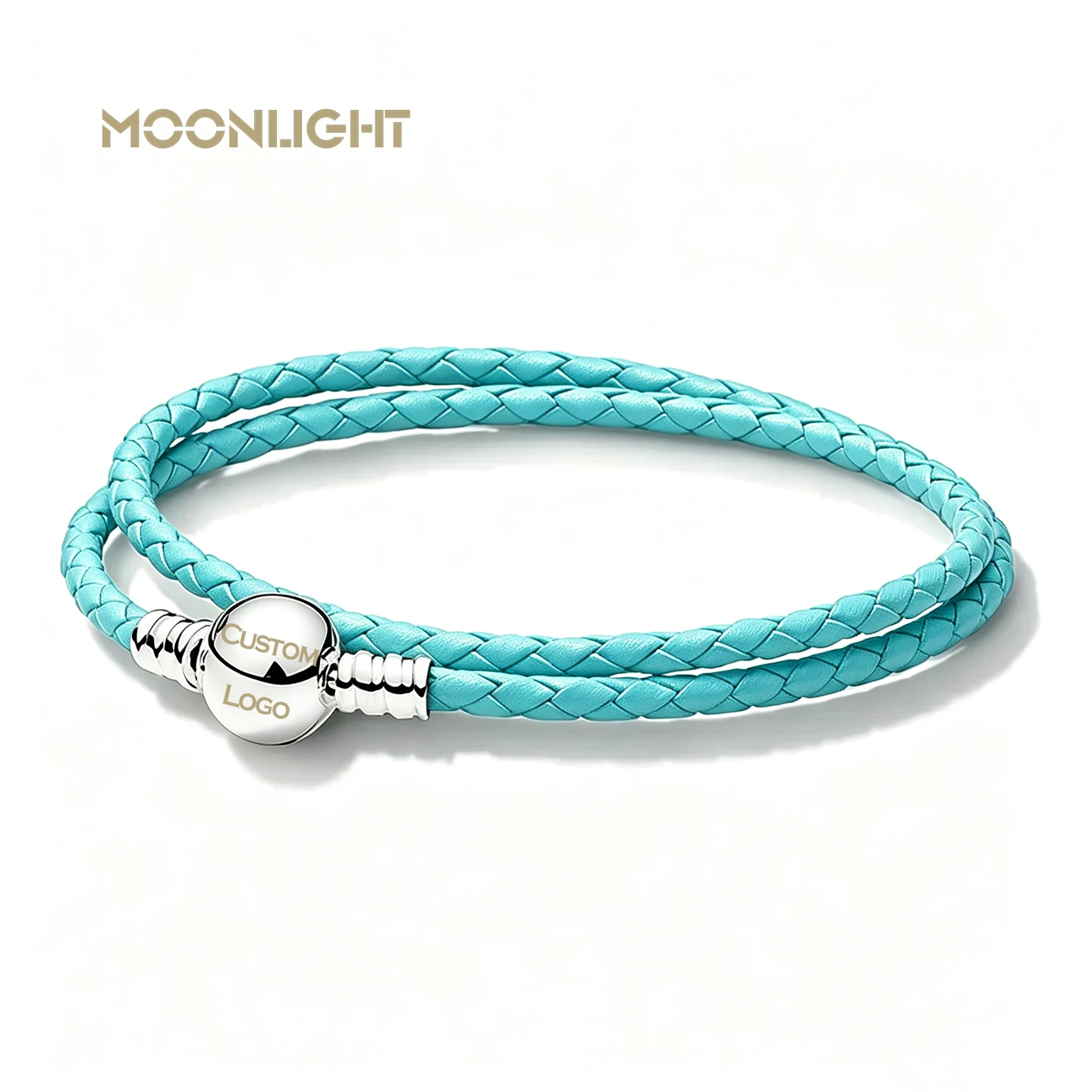 MOONLIGHT Klassisches Edelstahl-Kugelarmband für Damen, Leder-Doppelschicht-Armbänder, modischer Paarschmuck, Geschenke, 11 Farben