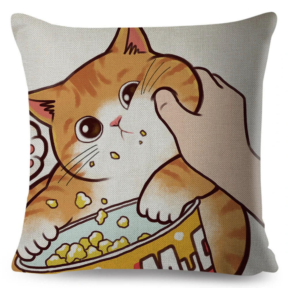 45x45cm Funny Love Kiss Cute Cat Pillows Cases for Sofa Home Car Cushion Cover Pillow Covers Decor Linen Pillowcase Cartoon Seat