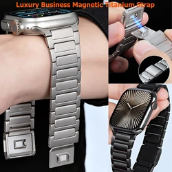 Luxury Business Titanium Strap For Apple Watch Band Series 10 46mm Magnetic Link Bracelet For iWatch Ultra 2 49mm 45mm 44mm 42mm