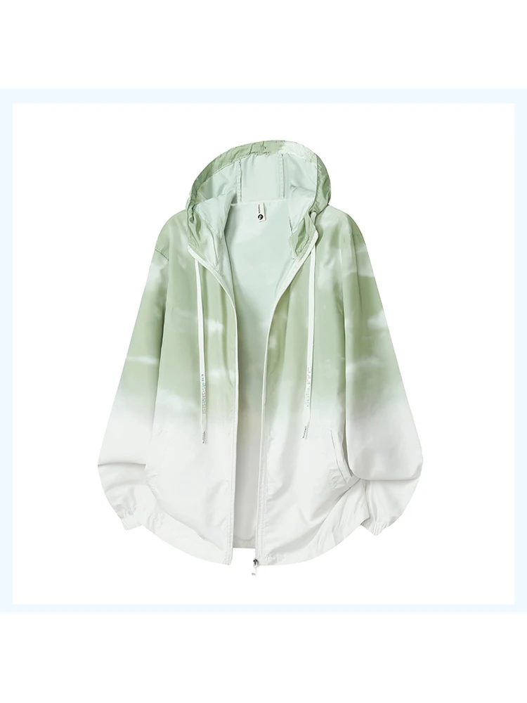 Fashionable Gradient Outdoor Fishing Shirts Couple's UV Protection Clothes Youthful Air Conditioning Tops Polyester Fiber Lon...