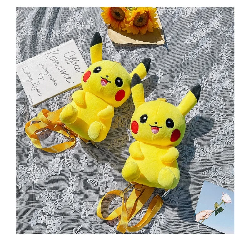 Pokemon Pikachu Plush Backpack Japanese Anime Cartoon Animals Pikachu Children\'s Schoolbags Doll Christmas Birthday Gifts